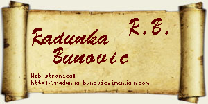 Radunka Bunović vizit kartica